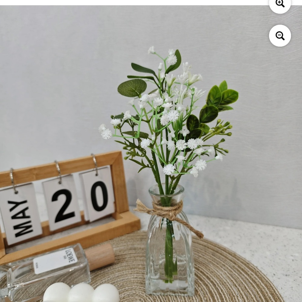 9in Indoor Gardenia White Artificial Floral Arrangement Glass Vase Centerpiece